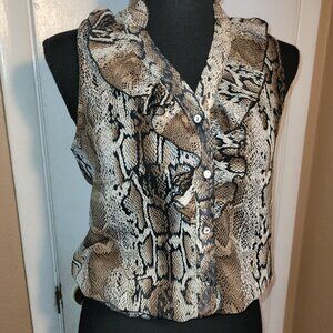 Halo Brand Snake Print Sheer Blouse Small